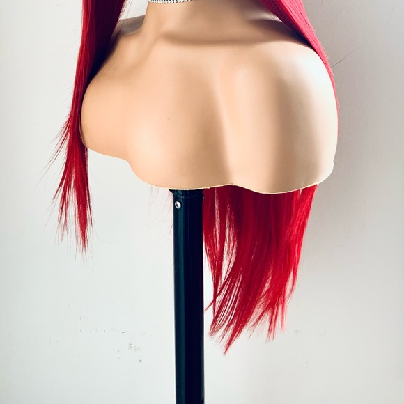 26” Red Long & Straight Lace Front Synthetic Wig - Picture 10 of 12